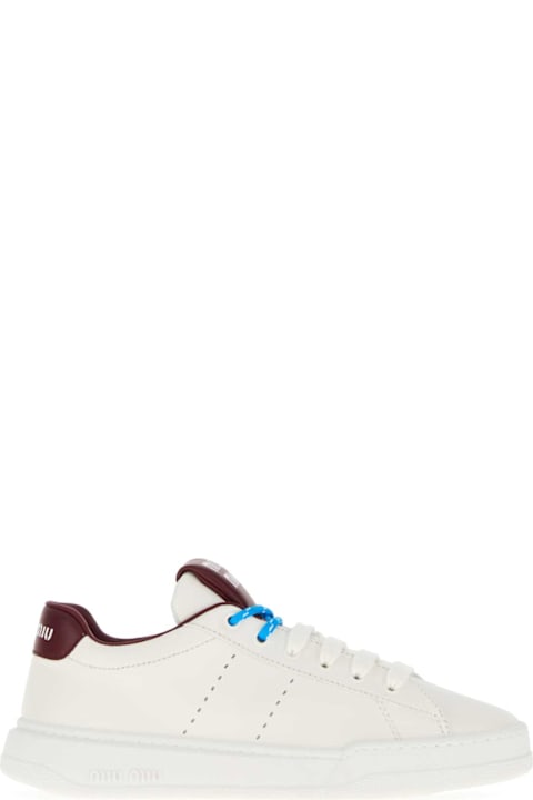 New Season Shoes for Women Miu Miu White Leather Sneakers