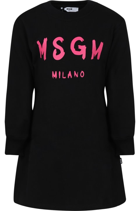 MSGM for Kids MSGM Black Dress For Girl With Logo