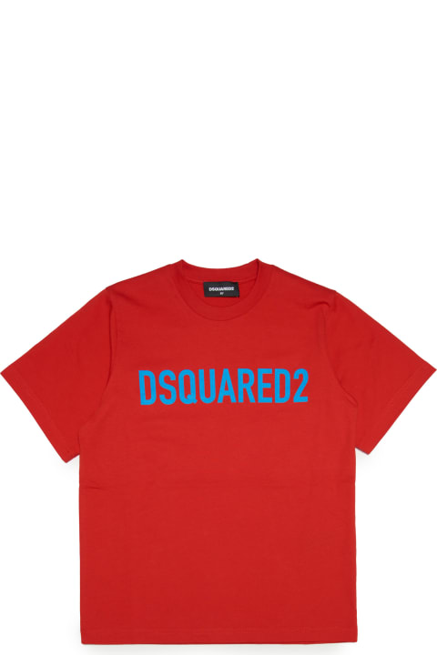 Fashion for Men Dsquared2 D2t857u Slouch Fit-eco T-shirt Dsquared Red Organic Cotton T-shirt With Logo