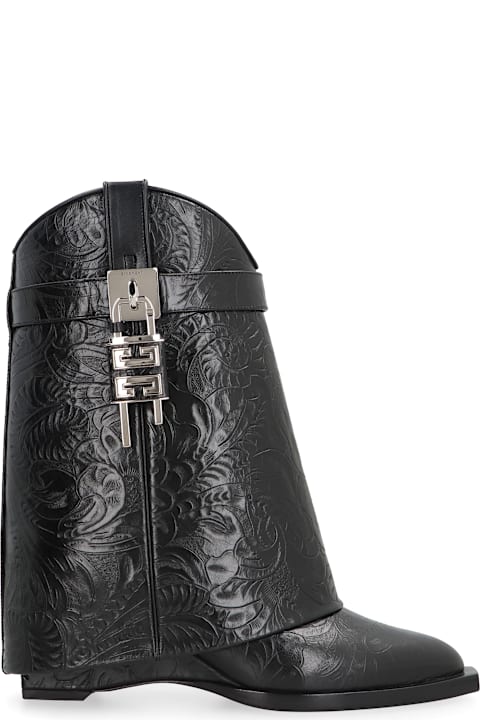 Shoes for Women Givenchy Shark Lock Cowboy Leather Ankle Boots