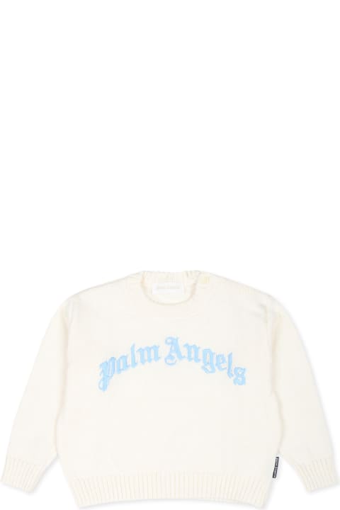 Palm Angels Sweaters & Sweatshirts for Baby Girls Palm Angels Ivory Sweater For Baby Boy With Logo