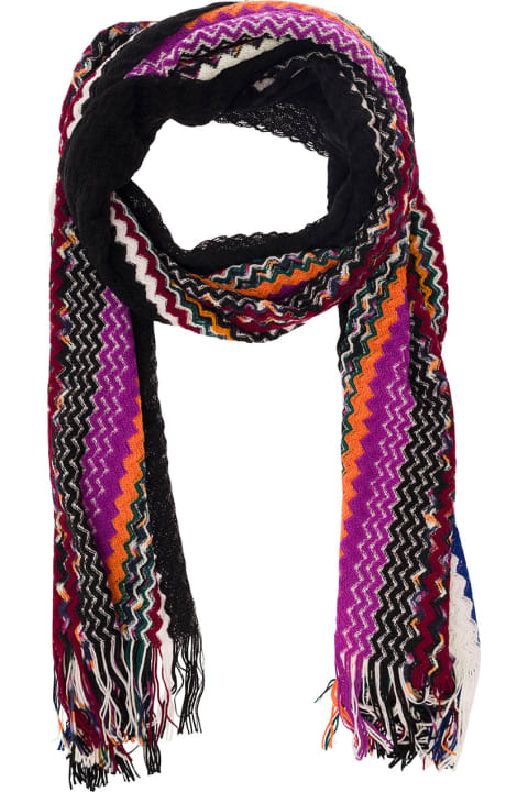 Missoni Accessories for Women Missoni Multicolor Scarf With Zigzag Motif And Fringed Hem In Wool Blend Woman Missoni