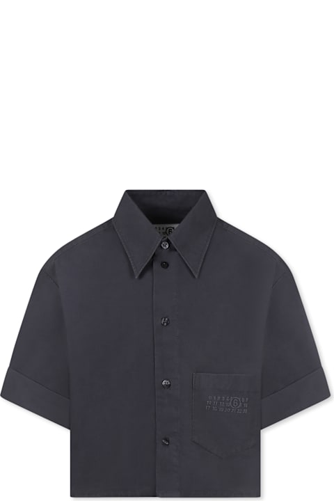 MM6 Maison Margiela Shirts for Girls MM6 Maison Margiela Grey Crop Shirt For Girl With Logo