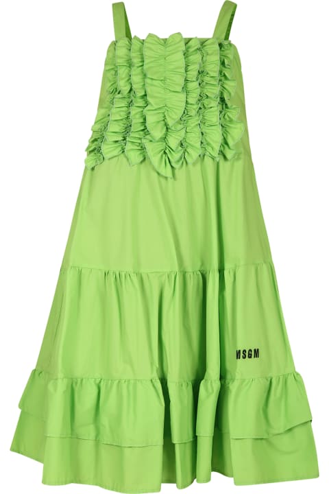Dresses for Girls MSGM Green Dress For Girl With Logo