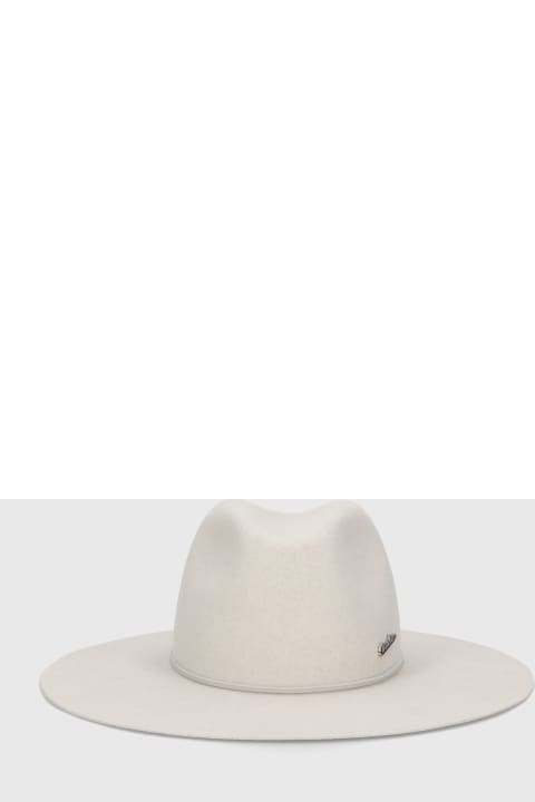 Borsalino Hats for Men Borsalino Heath Alessandria Brushed Felt Leather Hatband