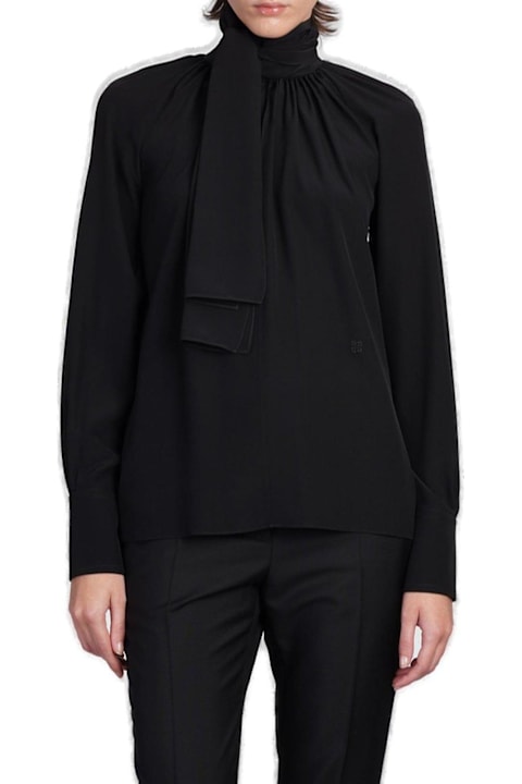 Givenchy Topwear for Women Givenchy 4g Motif Tie Neck Blouse