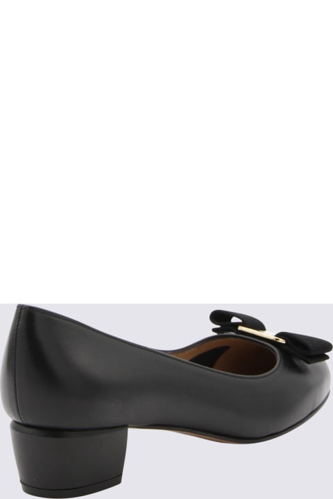 High-Heeled Shoes for Women Ferragamo Black Leather Vara Pumps
