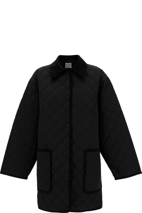 Totême for Women Totême Black Jacket With Collar And Oversized Pockets In Quilted Fabric Woman