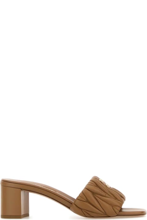 Miu Miu Camel Nappa Leather Mules