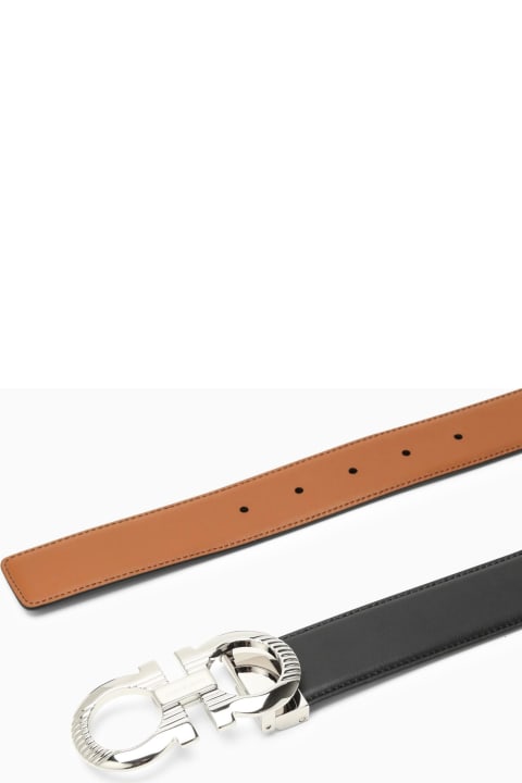 Belts for Men Ferragamo Gancini Reversible Black\/brown Leather Belt