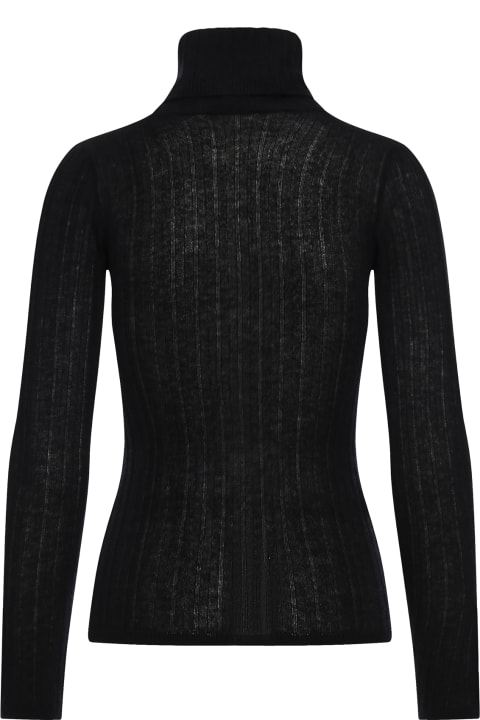 Durazzi Milano Sweaters for Women Durazzi Milano "cashmire High Neck Top "ribbed Turtle Neck Knitted Top With Branded Cuff Bottons In Cashmere
