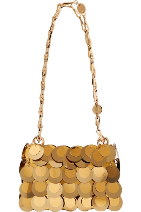 Shoulder Bags for Women Paco Rabanne Iconic 1969 Sparkle Discs Nano Bag In Gold