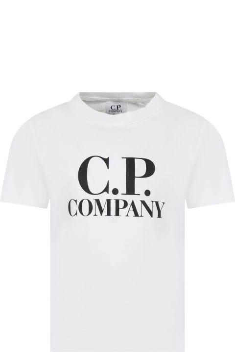 C.P. Company Undersixteen T-Shirts & Polo Shirts for Boys C.P. Company Undersixteen White T-shirt For Boy With Logo