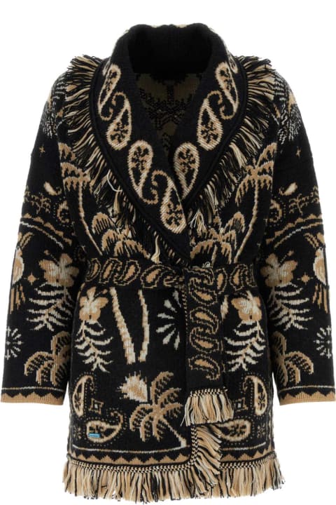 Alanui Coats & Jackets for Women Alanui Embroidered Wool Blend Lush Nature Foulard Cardigan