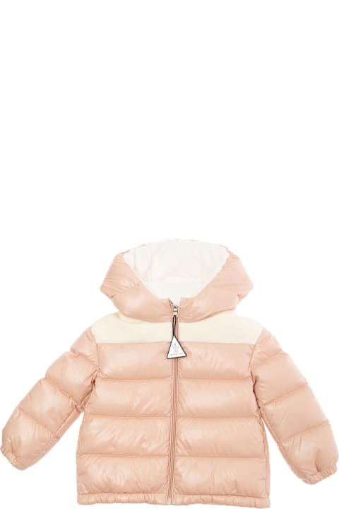 خصم على رُضع بنات Moncler 'lakisha' Pink Down Jacket With Logo Patch In Tech Fabric Baby