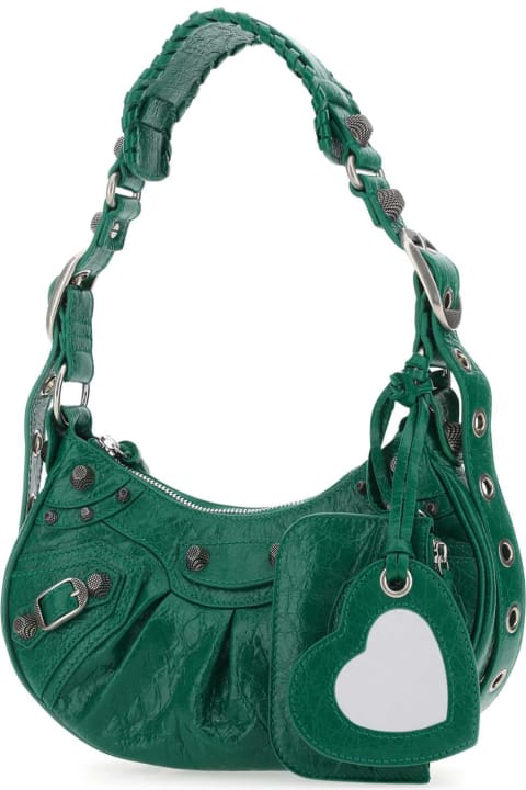 Totes for Women Balenciaga Emerald Green Nappa Leather Le Cagole Xs Shoulder Bag