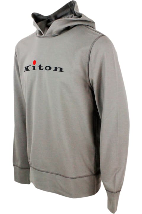 Kiton for Men Kiton Hooded Sweatshirt In Soft And Fine Stretch Cotton With Long Sleeves