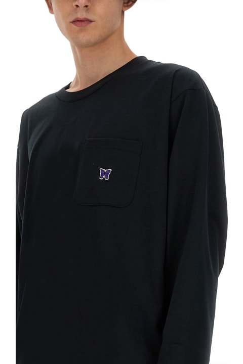 Tシャツ・カットソー Needles SS24 T-SHIRT WITH LOGO (OT261_C-BLACK) Needles Crew Neck T-Shirt in Black | SVD