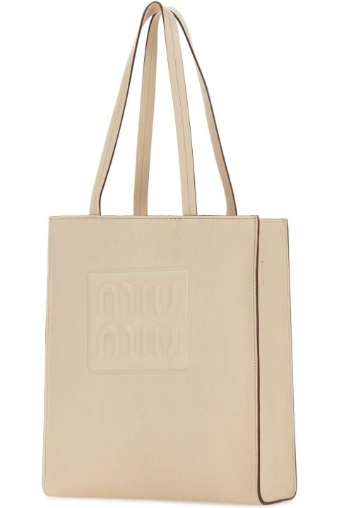 Totes for Women Miu Miu Sand Leather Shopping Bag