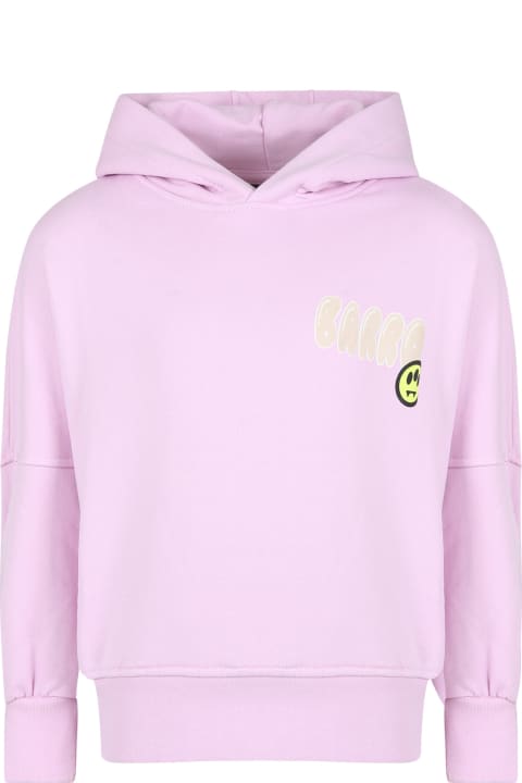 ガールズ Barrowのニットウェア＆スウェットシャツ Barrow Pink Sweatshirt For Girl With Logo And Bear Print