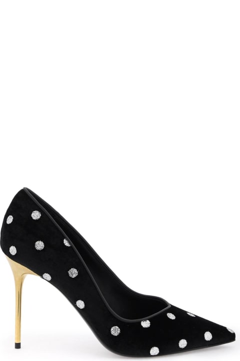 High-Heeled Shoes for Women Balmain Polka Dot Velvet Pumps