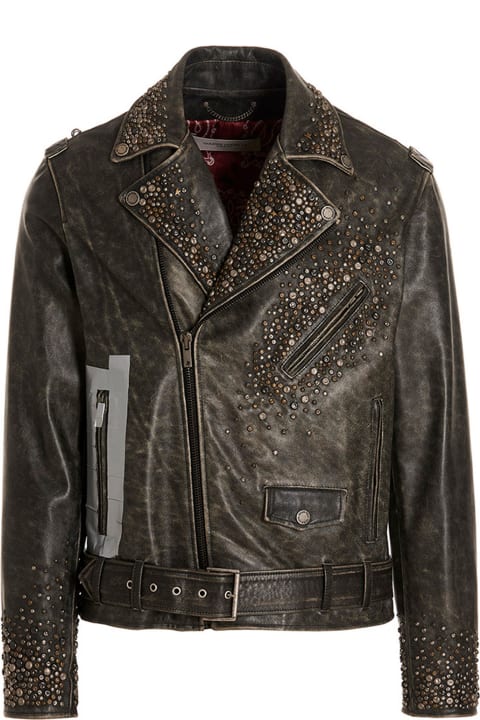 Golden Goose Sale for Men Golden Goose Distressed Leather Biker Jacket