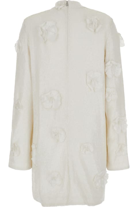 Rotate by Birger Christensen Dresses for Women Rotate by Birger Christensen Mini White Dress With Sequins And Flowers In Fabric Woman