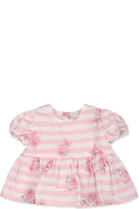 Homeware Monnalisa Pink Top For Baby Girl With Rose Print