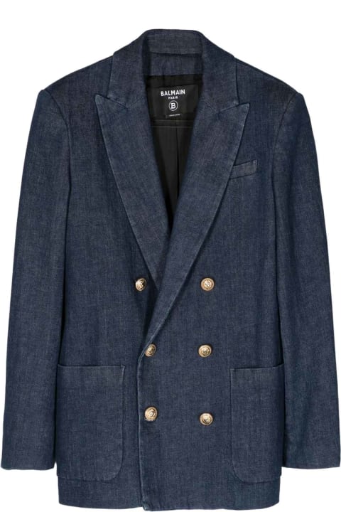 Coats & Jackets for Boys Balmain Blue Denim Jacket Boy