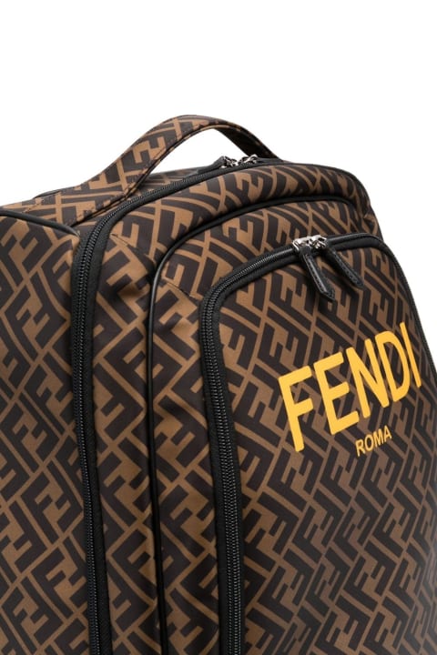 Fendi Accessories & Gifts for Boys Fendi Fendi Trolley Da Viaggio Marrone Zucca Print In Poliestere Reciclato Bambino