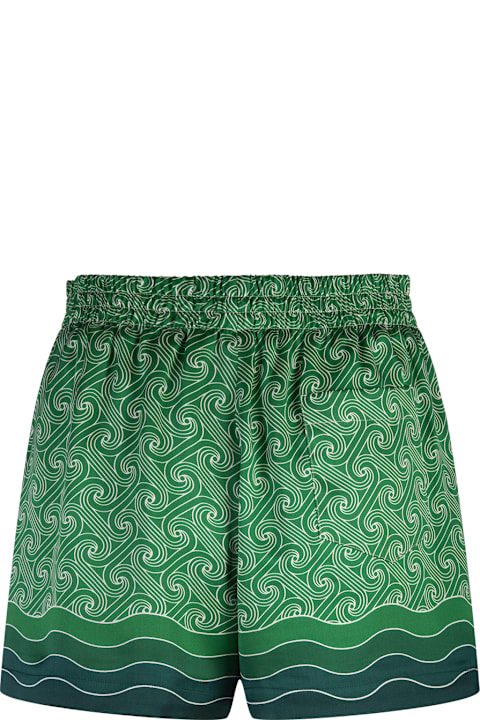 Casablanca سراويل طويلة وقصيرة لـ السيدات Casablanca Column Monogram Silk Shorts