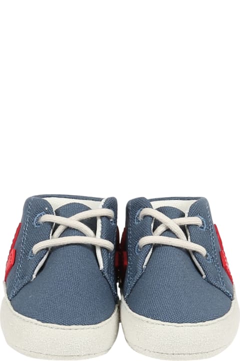 Veja Shoes for Baby Boys Veja Blue Sneakers For Baby Boy With Red Logo