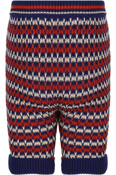 Striped Tuck Stitch Bermuda Shorts