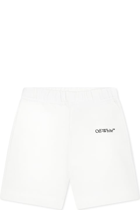 Off-White Bottoms for Baby Boys Off-White White Shorts For Baby Boy With Logo