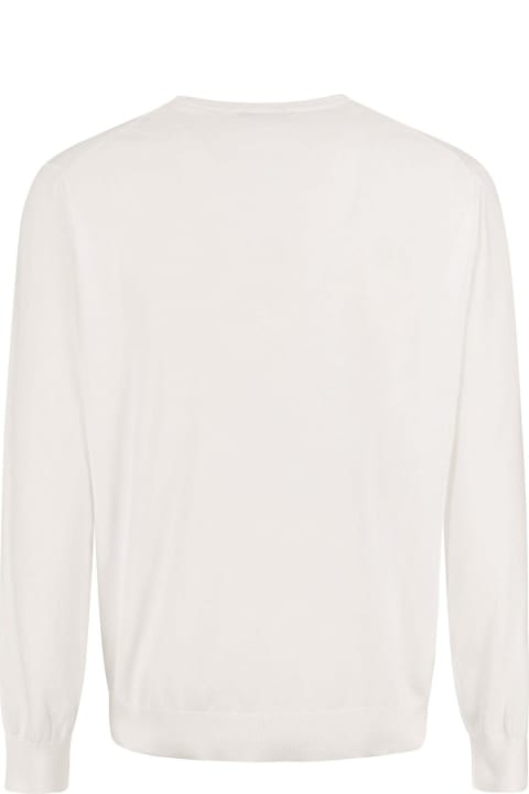 メンズ Kangraのフリース＆ラウンジウェア Kangra White Cotton Ribbed Sweater