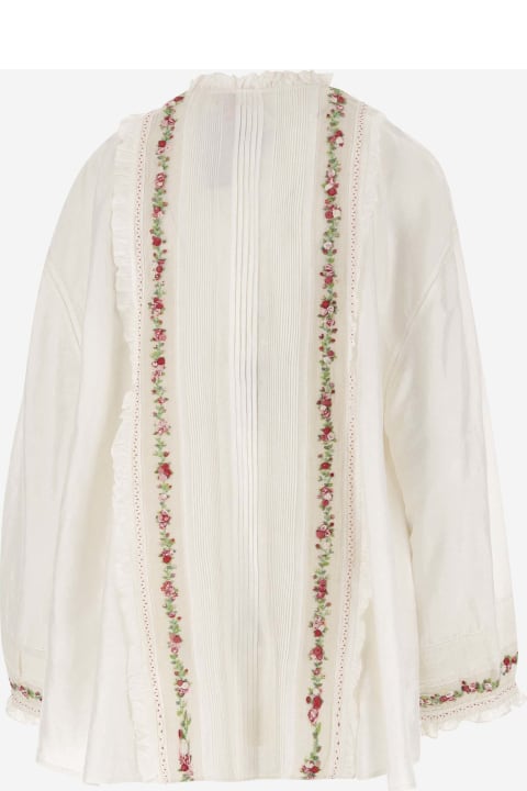 Fashion for Women Péro Silk Shirt With Floral Embroidery