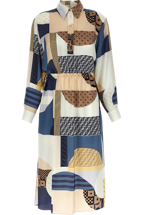 Dresses for Women Fendi Patchwork Silk Dress