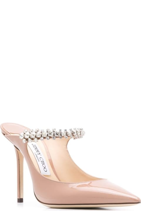 Jimmy Choo Sandals for Women Jimmy Choo Woman's Pink Patent Leather Pumps With Crystal Strap Detail