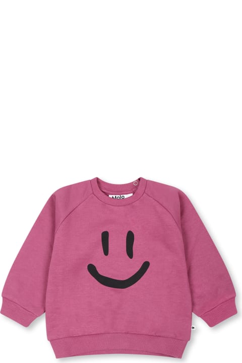 Fashion for Baby Girls Molo Pink Sweatshirt For Baby Girl With Smiley