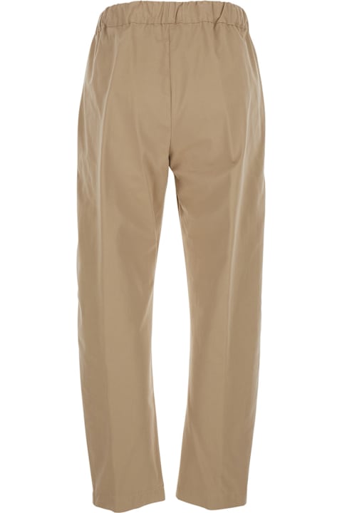 أدوات منزلية SEMICOUTURE 'buddy' Beige Pants With Drawstring Waist In Cotton Women