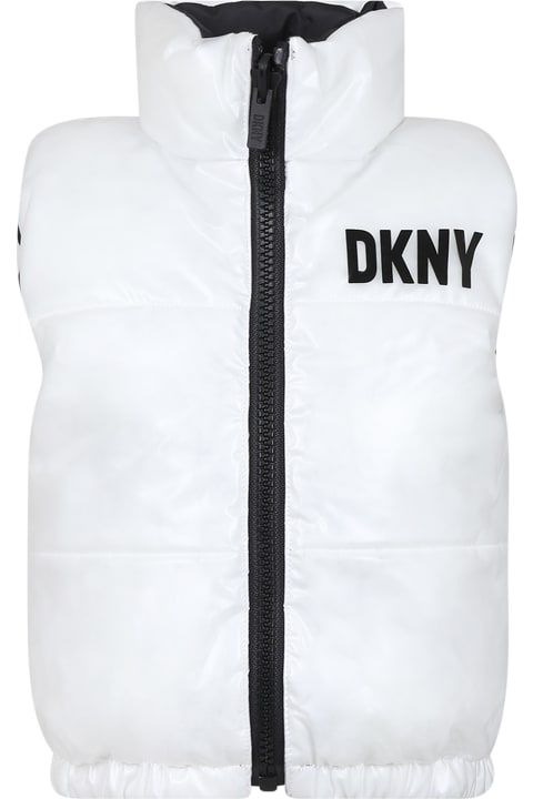 ガールズ DKNYのコート＆ジャケット DKNY Reversible White Vest For Girl