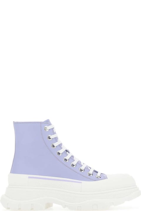 Fashion for Women Alexander McQueen Lilac Leather Tread Slick Sneakers