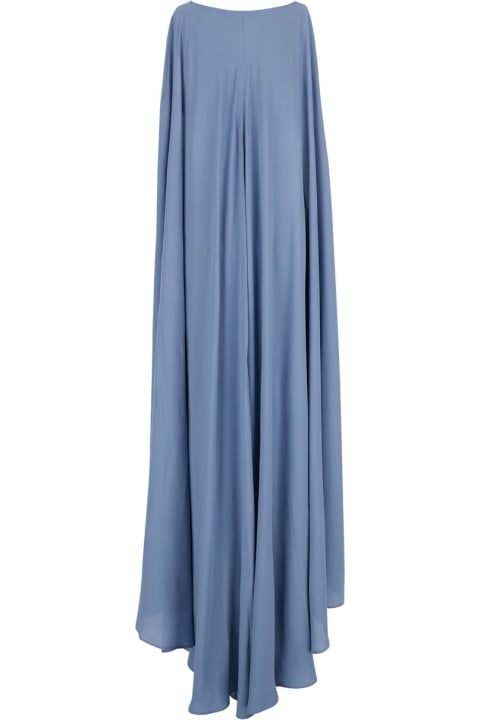 Federica Tosi Dresses for Women Federica Tosi Light Blue Maxi Dress With Cape In Silk Blend Woman