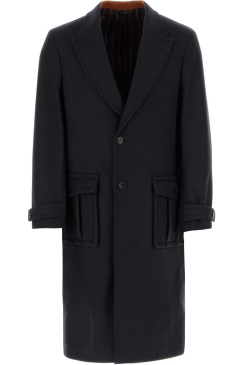 Etro Coats & Jackets for Men Etro Dark Blue Wool Blend Coat