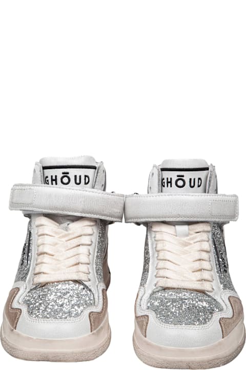 Fashion for Women GHOUD Sneakers Tweener Mid In Leather With Silver Glitter