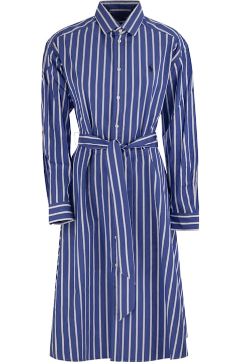Polo Ralph Lauren Dresses for Women Polo Ralph Lauren Striped Chemisier With Belt