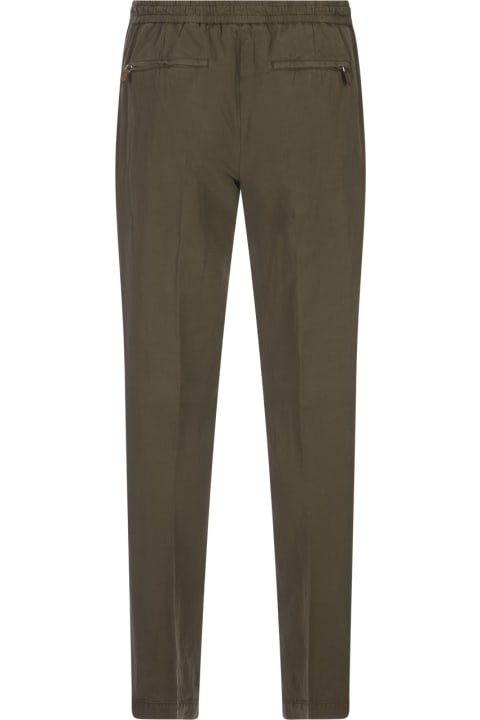Pants for Men PT01 Military Green Linen Blend Soft Fit Trousers