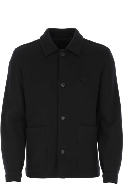 Coats & Jackets for Men Prada Midnight Blue Cashmere Blend Jacket