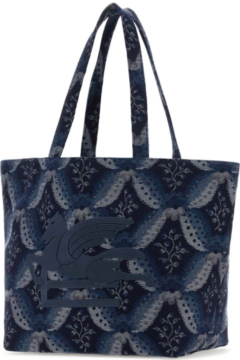 Fashion for Women Etro Embroidered Canvas Medium Soft Trotter Shopping Bag