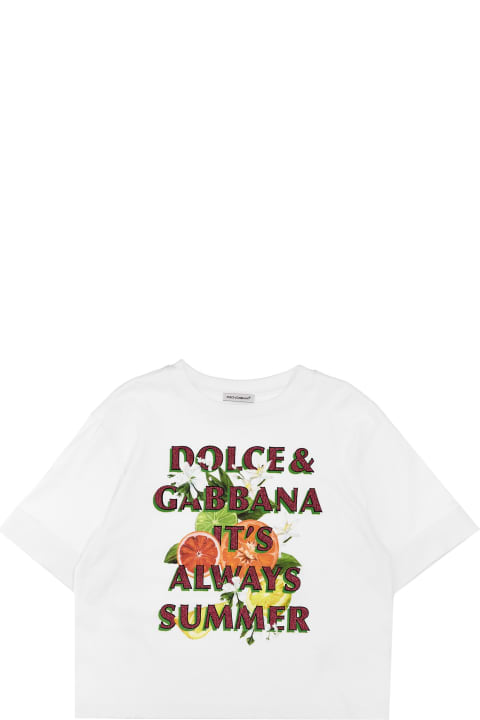 ガールズ トップス Dolce & Gabbana Glitter Print T-shirt